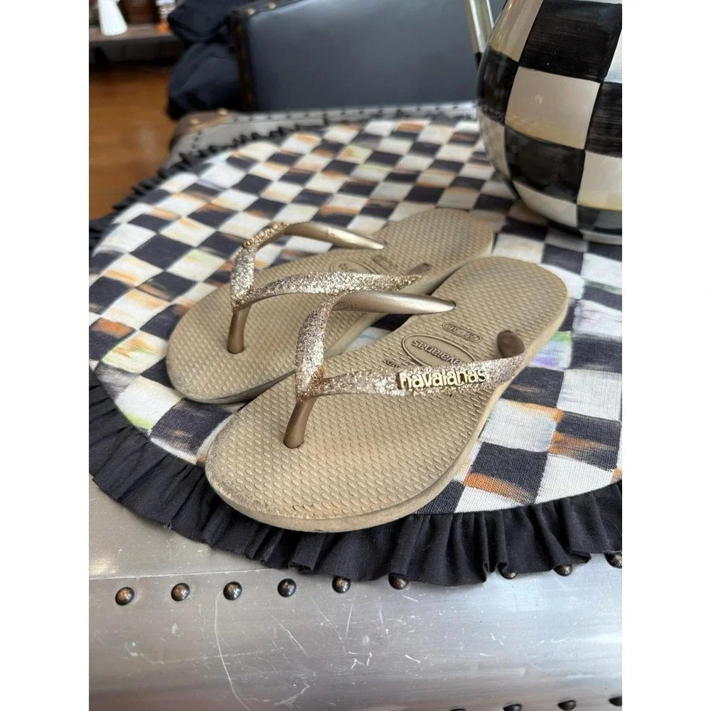 Havaianas Girl's Slim Glitter gold 13-1